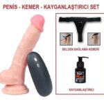17 cm Belden Bağlamalı Titreşimli Realistik Dildo Penis Set