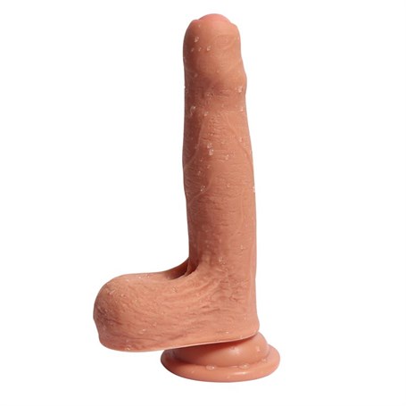 18 cm Et Dokulu Gerçekçi Çift Katmanlı Sünnetsiz Silikon Penis - Azazel