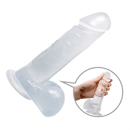 19 cm Şeffaf Realistik Damarlı Vantuzlu Dildo Penis