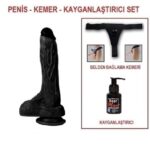 20,5 cm Belden Bağlamalı Realistik Dildo Zenci Penis Set