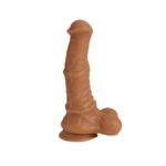 24 cm Et Dokulu Gerçekçi Çift Katmanlı Sünnetsiz Silikon Melez Penis