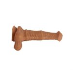 Belden Bağlamalı 24 cm Et Dokulu Gerçekçi Çift Katmanlı Sünnetsiz Silikon Melez Penis