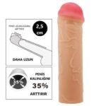 2,5 cm Dolgulu Premium Ten Rengi Silikon Penis Kılıfı - Nile