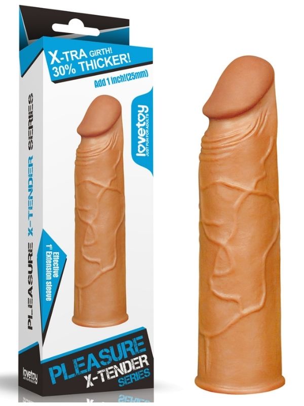 Censan Add 1" Pleasure X Tender Penis Sleeve Brown