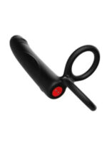 Censan Çift Penis Halkalı Titreşimli Prostat Masaj Aleti ve Dildo Vibratör - Geciktirici Etkili & Testis Uyarıcı Esnek Silikon Anal Plug
