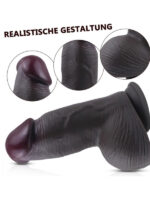 Censan Gerçekçi Tasarımlı Geniş Çaplı Vakum Tabanlı Silikon Dildo 21 cm Siyah