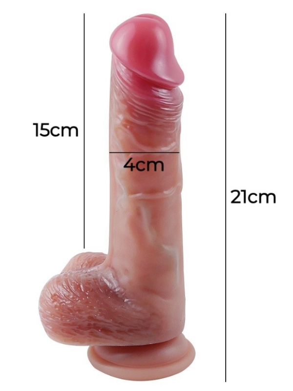 Censan Gerçekçi Tasarımlı Vakum Tabanlı Silikon Dildo 21 cm