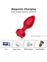 Censan Telefon Kontrollü Full Covered Rubber Rose Anal Plug – Siyah