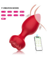 Censan Telefon Kontrollü Full Covered Rubber Rose Anal Plug – Siyah