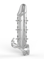 Censan Wolf Warrior Crystal Şeffaf Dokulu Penis Kılıfı – Esnek TPE Malzeme, Gerçekçi His, 13.8 cm