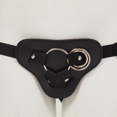 Protez Penis Metal 3 Halkalı Siyah Deri Kemer