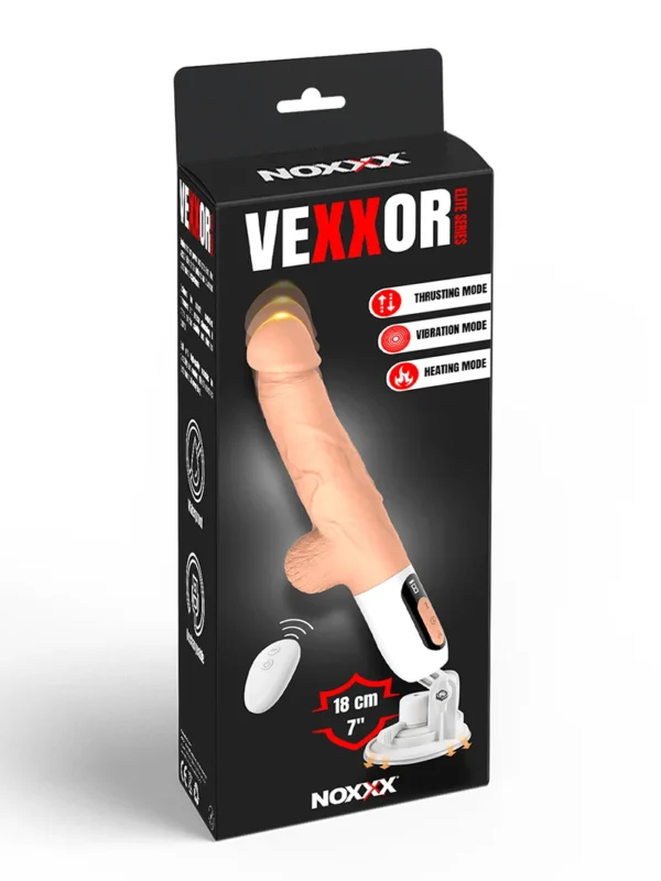 VEXXOR 18 cm Isıtmalı İtmeli Gerçekçi Vibratör – Vantuzlu