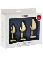 NOXXX Çelik Gold Kalp Mücevherli Anal Plug 3'lü Set