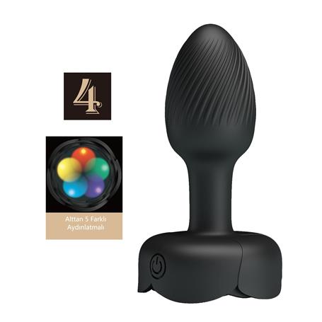 USB'den Manyetik Şarjlı 10 Farklı Titreşimli 5 Led Işıklı Silikon Anal Plug - Olman