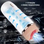 USB'den Şarjlı 3 Emme ve Güçlü 7 Titreşim Fonksiyonlu Realistik Masturbatör - Riley